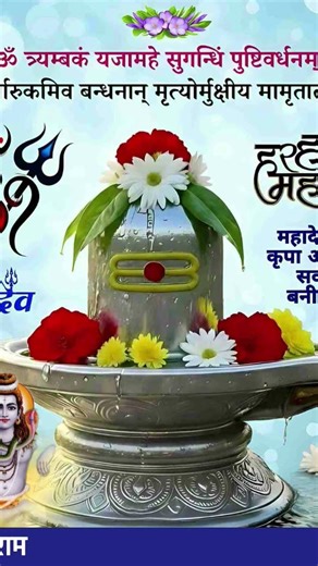 ॐ त्र्यम्बकं यजामहे सुगन्धिं पुष्टिवर्धनम्। उर्वारुकमिव बन्धनान् मृत्योर्मुक्षीय मामृतात्।।🥰💒🐚🙏