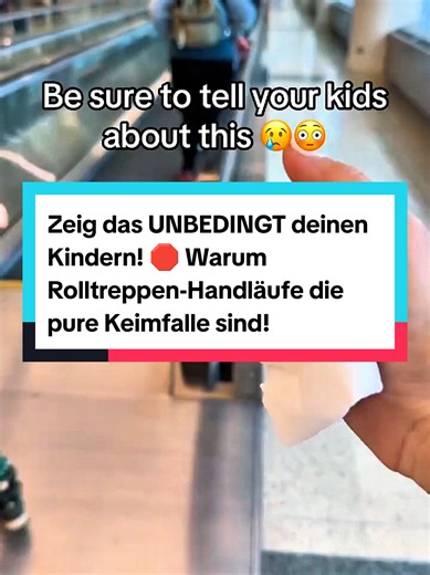 Zeig das UNBEDINGT deinen Kindern! 🛑 Warum Rolltreppen-Handläufe die pure Keimfalle sind! 🤮 #flughafenhacks #putzhacks #alltagstipps #wichtigeswissen #sauberkeit