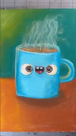 Blob Mug Drawing with soft pastels