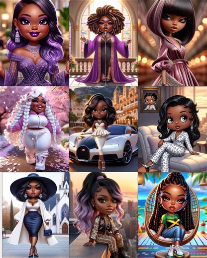Black Chibi Girl Clipart Baddie Bundle of 15 Png African American Girls Instant Download - Etsy