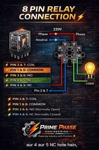 “8 Pin Relay Wiring Step by Step 💡”“Relay Connection for Beginners | 8 Pin Explained”