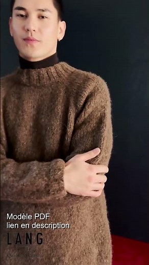 [TRICOT] Pull homme top down "RAMON" tricoté avec le fil BABY LAMA de Lang Yarns - RoseMouton.com