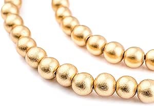 The Bead Chest Natural 8mm Wooden Beads in Gold for Jewelry Making – Round Loose Wood Spacer Beads I Approximately 55 Beads