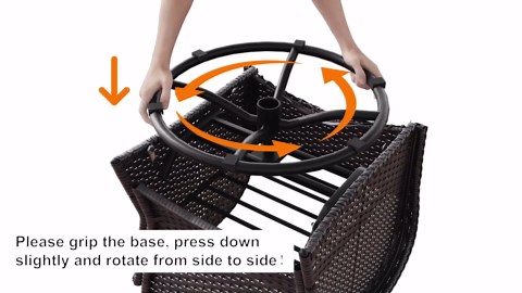 Patio Swivel Glider Wicker Chairs - Outdoor Rocking Chairs Set of 2 with Wicker Side Table, 3 Piece Patio Furniture Sets for Porch Deck (Brown/Beige)