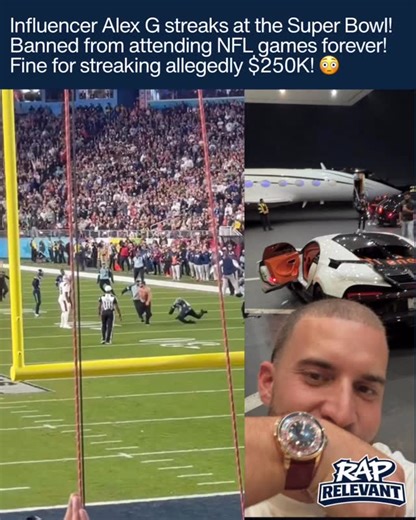 DM FOR PROMO! on Instagram: "Alex G may be facing prison time and a quarter million 250k fine from the NFL! Was it worth it or was he buggin for this? 🤔 #viral #superbowl"