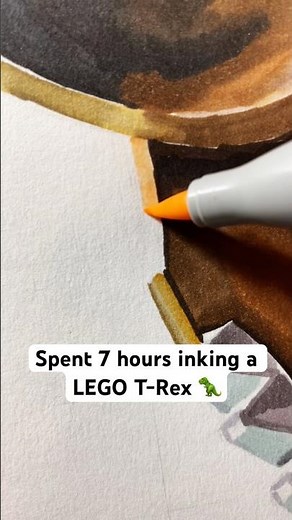 Inking a MASSIVE LEGO T-Rex Drawing! ✍️