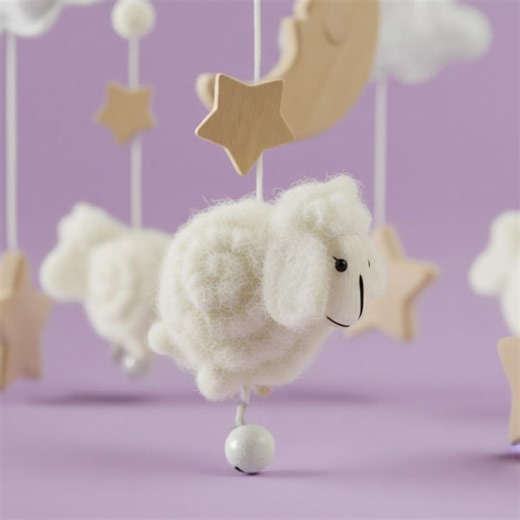 Felt Sheep and Moon Crib Mobile, Boho Handmade Kids Nursery Decor Hanging, Lamb Mobile for Cat, New Mom Gift, Baby Shower Gifts Idea - Etsy