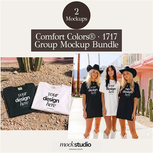 Group Mockup Comfort Colors 1717 Mock Tshirt Bundle Black White Bachelorette T-shirt Mockup CC1717 | Set of 2 - Etsy