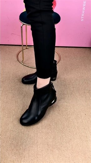 Minimalist Black Leather Ankle Boots | Low Heel Zip-Up Boots for Women 2026
