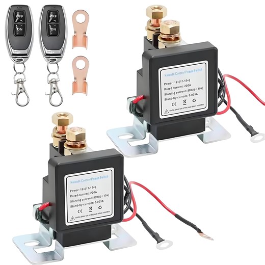 Wireless Remote Control Battery Relay Switch for 12V/24V Vehicles, 30m Remote Engine Start, Anti-Theft Kill Switch, Universal Battery Disconnect Protector for Car/RV, Easy DIY Install