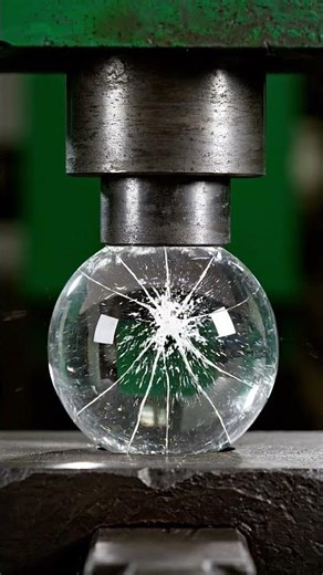 Crystal Sphere vs Hydraulic Press | Satisfying Glass Shatter (Ultra Realistic)#challenge #satisfying