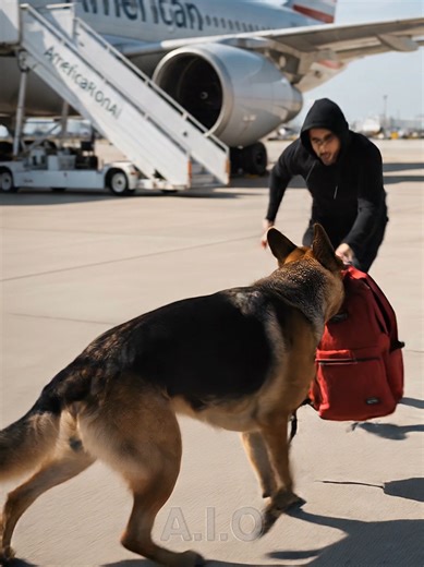 Hero German Shepherd Stops Bomber! Saving the Airport #dog #rescue #karma #aivideo . . . . Generated by : AI Created by : A.I.O