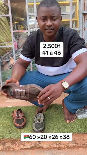 🚨#Chaussure de marche 🚨 Prix promo: 2.500f #Livraison 500f partout à Ouaga et Bobo Pointure : 41, 42, 43, 44, 45 NB🚨: il ne reste pas beaucoup WhatsApp ouaga : 226 ￼⁨60202638 Tel ouaga ⁨: ⁨⁨⁨65107026 WhatsApp bobo: 226 63 22 32 89 Tel bobo: 54 81 65 26 Lieu #ouaga : https://maps.app.goo.gl/jU2M8aJ6VajbAVdr7 Nous sommes à Kalgodin juste à côté de la brigade des sapeurs pompiers, la première boutique au bord du 6 mètres qui fait face à la station Otam de la brigade. Lieu #Bobo: Nous sommes à Ou