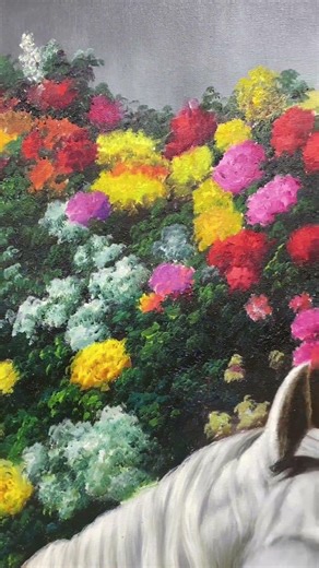Romantic White Horse Painting | Floral & Light Expression #animalart #oilpainting