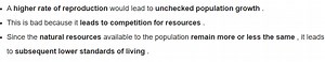 Explain why a higher rate of reproduction can lead to lower sta... | Filo