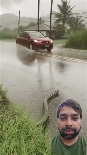 Python Snake on the Road! 😱🚗 #shorts #python