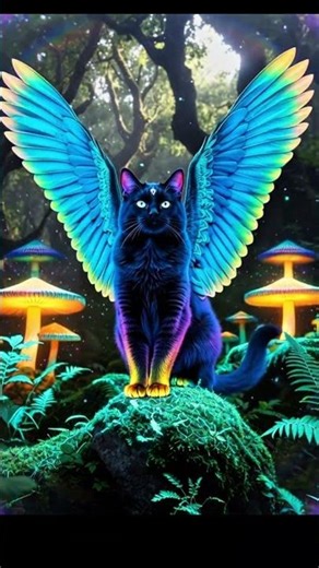 Psychedelic Forest Cat 🐈✨ | 3-Eyed Winged Guardian in a Full Visual Trip 🌈🔥 #cat