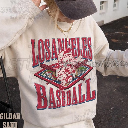 Los Angeles Baseball Sweatshirt, Vintage Washed Tee, Comfort Colors T-shirt, Game Day Oversized Hoodie 1961 - Etsy