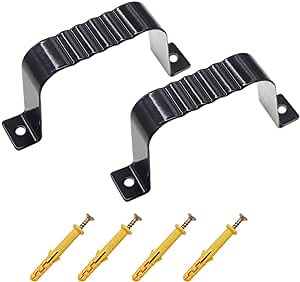 Bueyfolt Black Aluminum Strap for 2x3 Downspout, Downspout Pipe Clips & Strap, Downspout Bracket & Band for 2" x 3" Rain Gutter, Leader Strap, 2 Packs