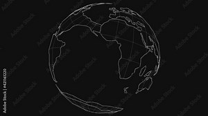 Digital earth in two dimensions. 2D rendering of the earth in dark tone.