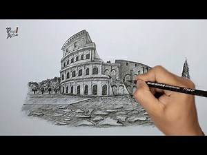 How to draw the COLOSSEUM step by step / drawing Rome colosseum / draw amphitheater