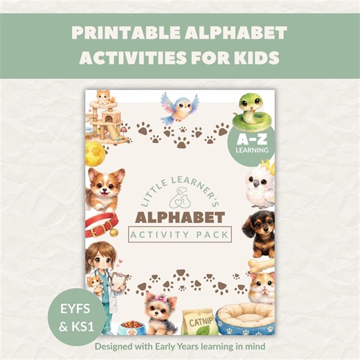 Pets Alphabet Activity Pack Printable | A–Z Letter Tracing Worksheets | EYFS Phonics Writing | Homeschool Literacy Pack - Etsy