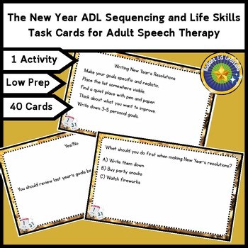 New Year ADL Sequence Task Card Adult Cognitive Life Mental Speech Therapy Mind