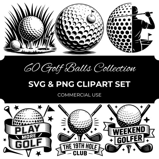 60 Golf Ball SVG Bundle, Golf PNG Clipart Set, Golf Club Design, Golfer Quote Graphics, Cricut Cut Files, Golf Shirt Design, Golf SVG Bundle - Etsy