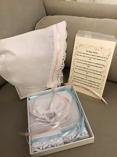 Magic Hanky Baby Bonnet, Baby Shower Gift, Christening Bonnet, Baptism Gift, Something Old Wedding Hanky, Baby Gift, KEEPSAKE, Sentimental - Etsy
