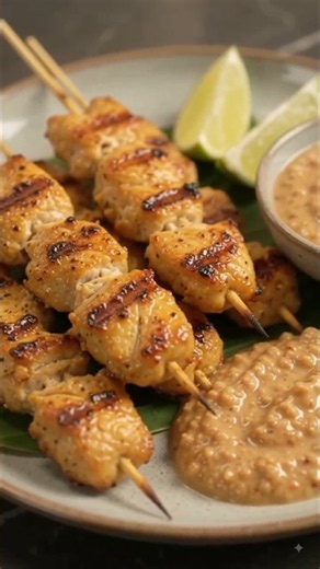 Thai Chicken Satay That’s Juicy, Smoky & Dipped in Creamy Peanut Sauce