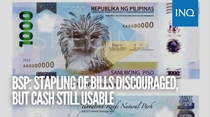 While the stapling of paper or polymer bills is discouraged, the Bangko Sentral ng Pilipinas stressed on Monday that stapled bills can still be used and should be accepted. Read more: https://newsinfo.inquirer.net/1629723/bsp-stapling-of-bills-discouraged-but-cash-still-usable | INQUIRER.net