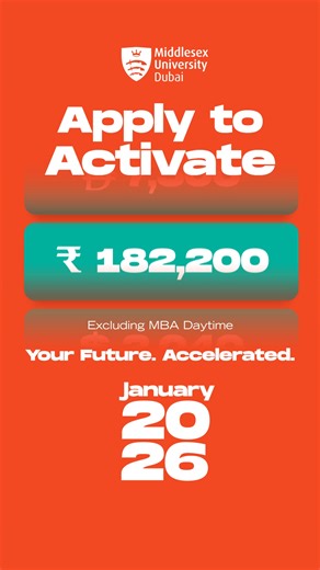 Don’t wait if you’re ready to move forward, apply for January 2026 and activate your study today! Your Study Grant, plus an exclusive Winter Flash Grant of AED 500, is available until 2 January 2026 — don’t miss out! *Exchange rates are determined at the point of transaction and may vary. | Middlesex University Dubai