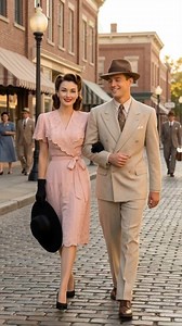 453K views · 18K reactions | 1940s Fashion — Couples in Motion ✨ Effortless elegance on the move. Tailored suits, sculpted silhouettes, and that unmistakable wartime grace—when style walked arm in arm down cobbled streets. #1940sFashion #VintageStyle #ClassicCouples #TimelessElegance #VintageMemories66 | Vintage Memories 66 | Facebook