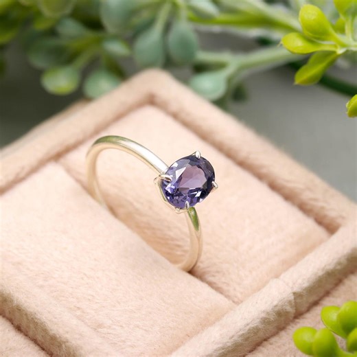 Natural Iolite Ring in 925 Sterling Silver | Oval Cut Blue Gemstone Ring | Minimalist Solitaire Jewelry | Dainty Promise Ring, Gift for Her - Etsy