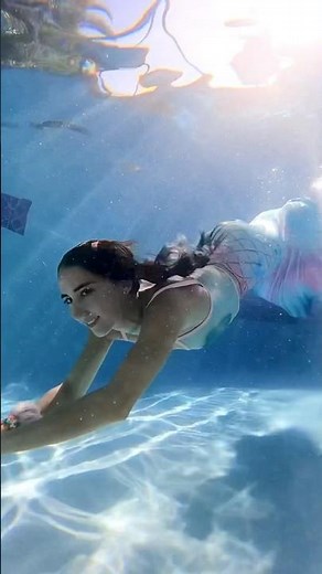 Swimming in a Finfolk fabric mermaid tail - “Turquoise Sunrise” #mermaid #h2o #mermaidtail #swim