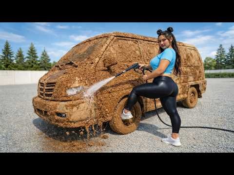 Extremely Dirty Mud-Covered Van | Full Deep Cleaning Transformation (ASMR)