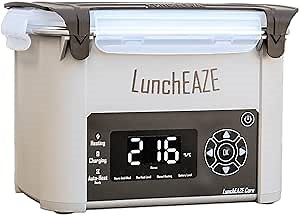 LunchEAZE Core Gen 2 Cordless Heated & Electric Lunch Box – Battery-Powered, 4-Cup Capacity, 220°F, Automatic Scheduled Heating for Hot Meals Anywhere