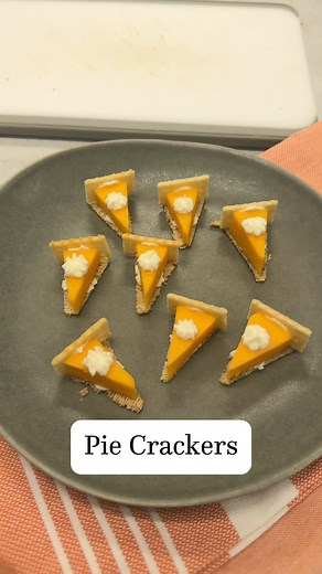 Need a fun appetizer that will delight all your holiday guests? Combine crackers, cheese, and cream cheese to make these cute pie-shaped, one-bite snacks. 🥧 🤩 And if you need some more holiday entertaining inspiration and products to help, shop our entertaining essentials with your consultant or click here: https://bit.ly/4fL36lH #onebiteappetizer #piecrackers #deliciousappetizers #letgsetcooking #essentials | Pampered Chef
