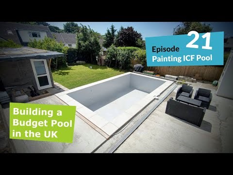 Ep.21 - Applying the Epoxy pool paint membrane on the ICF Pool - DIY Low Budget Heated Pool Build UK