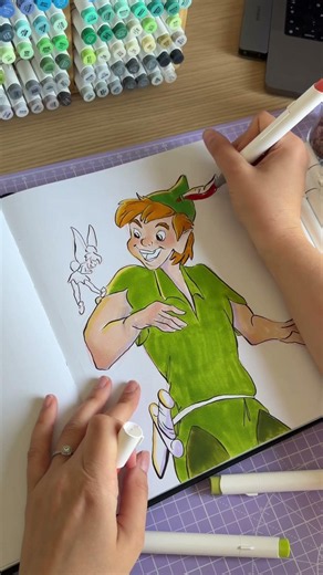 You voted and Peter Pan won! 🧚‍♂️ I had so much fun drawing this classic character in my sketchbook