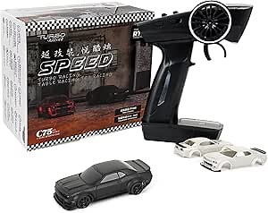 Turbo Racing 1:76 Scale RC Sport Car, Table Racing 2.4GHZ Remote Control Mini Model Car with Full Proportional RTR for Adults Toys (C75-Black)