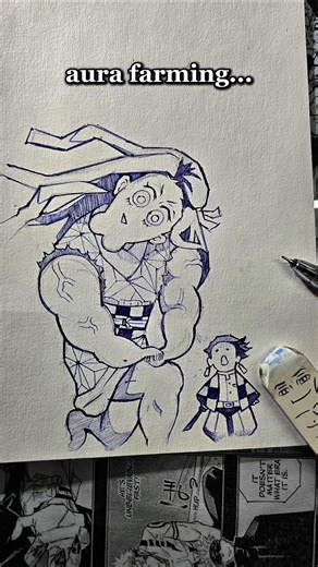 Rule 3 of sketching: Always farm aura 💀🔥 #anime #demonslayer