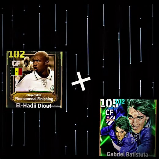 #CapCut ⚔️ Diouf vs Batistuta 105☠️ — Key Difference 🟢 1️⃣. Player profile & playstyle 🇸🇳 El Hadj Diouf \t•\tStyle: Goal Poacher / mobile striker \t•\tStrengths: \t•\tVery fast explosive \t•\tGood dribbling and movement \t•\tGood for counter runs pressing \t•\tWeaknesses: \t•\tAverage finishing \t•\tPhysical contact not elite ➡️ Example stats show his pace & dribbling profile (speed, acceleration, dribbling, stamina all strong) 👉 Community feeling: “Diouf is fast but mid dribbling makes him 