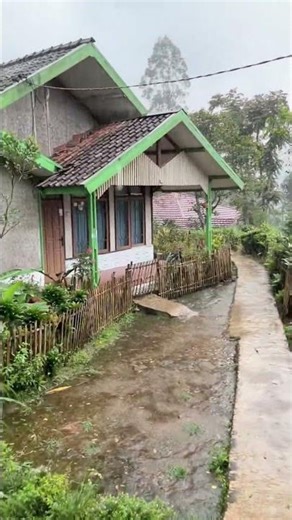 Heavy Rain & Flooded Path in a Rural Village 🌧️ #Shorts