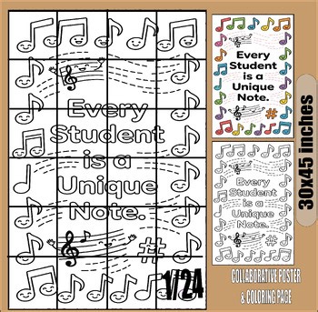 Music Collaborative Poster Classroom Decor: Every Student is a Unique Note