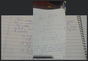 Two masses m_{1} and m_{2} are suspended together by a massless... | Filo