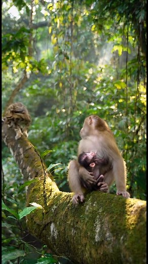 Monkey Protects Baby from Vicious Clouded Leopard! 🐅 #CloudedLeopard #Macaque (or #Monkey if you prefer a broader term)• #WildlifeDrama #JungleLife #MotherAndBaby | Animal Rescue