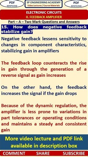16EC2 Electronics Circuits How does negative feedback stabilize gain