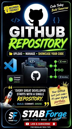 GitHub Repository Tutorial for Beginners |Upload, Commit & Manage Code in VS Code | STABForge#vscode