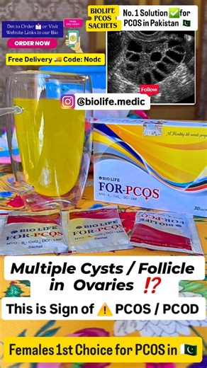 Biolife Enterprises | Nutraceuticals Industry | Pk on Instagram: "🔻PCOS SACHETS & PCOS MAX CAPSULES | OUR BEST SELLING PRODUCT FOR FEMALES 🙋 (You can Check Reviews 👉[ thousands of positive reviews⭐️] of our every product.🤝 🔽PCOS is a hormonal disorder in which male androgen hormone increases in a female body. It causes anovulation, infertility, weight gain, acne, facial hair, male pattern baldness. 👍PCOS Sachet contains powerful combination of essential nutrients required for reproductive 